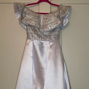 Beaded White Tony Bowls Cocktail Dress